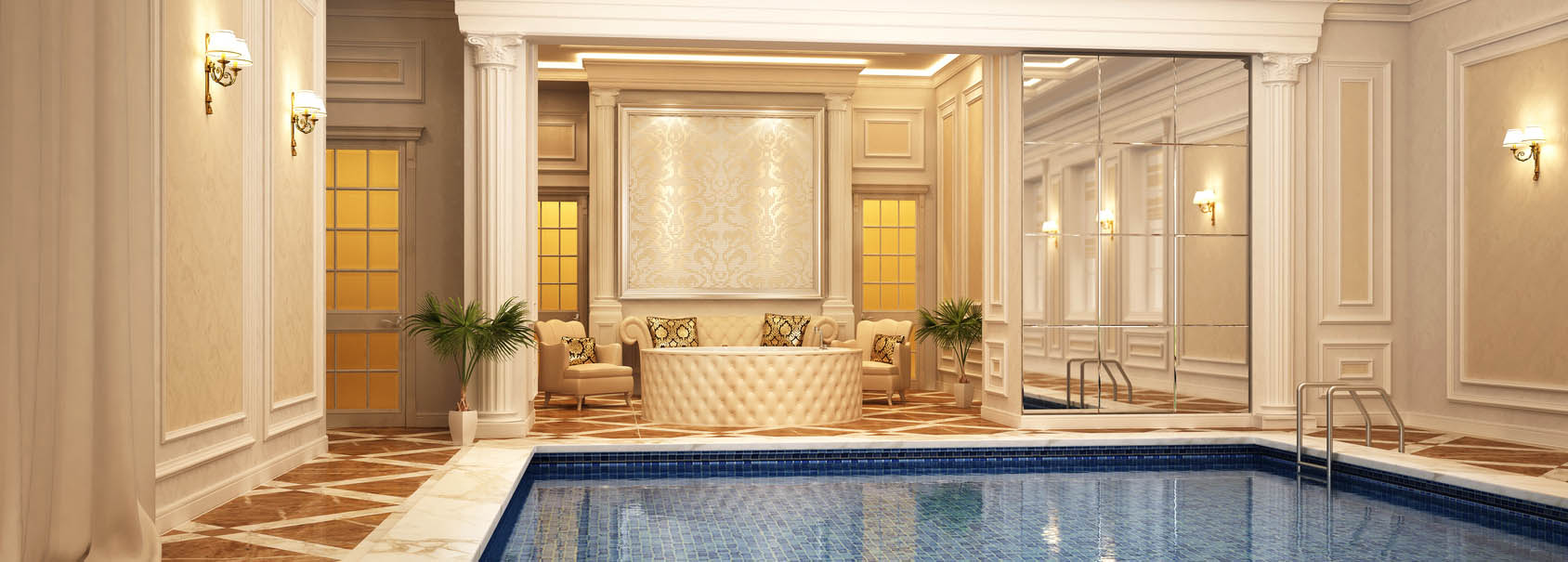 Classic swimming pool of luxury hotel